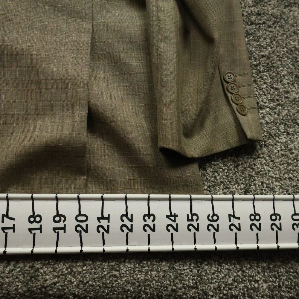 Luzzato Blazer Mens 44L Beige Plaid Check Italian Design Sport Coat Long Fit